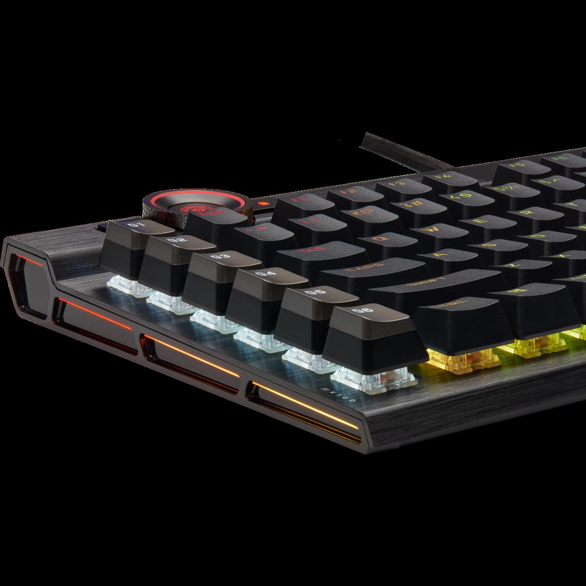 Купить CORSAIR Gaming K100 RGB - Tastatur - Hintergrundbeleuchtung - USB - Deutsch - Tastenschalter: CORSAIR OPX RGB - Aluminium schwarz eloxiert (gebürstet) (CH-912A01A-DE) в магазине wardena.ru