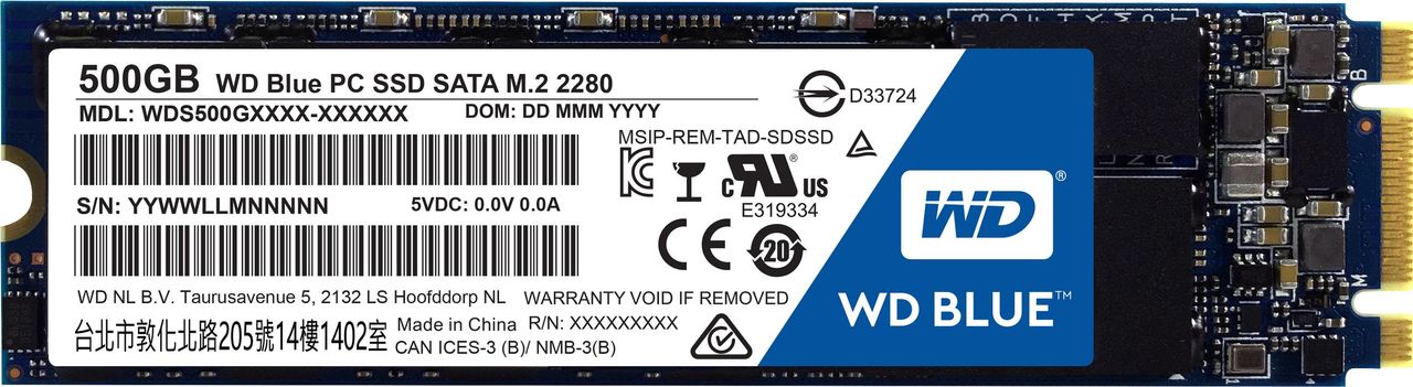 Купить WD Blue PC SSD WDS500G1B0B - SSD - 500 GB - intern - M.2 2280 - SATA 6Gb/s в магазине wardena.ru