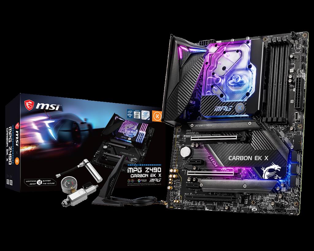 Купить MSI MPG Z490 CARBON EK X - Motherboard - ATX - LGA1200-Sockel - Z490 - USB-C Gen2, USB 3,2 Gen 1, USB 3,2 Gen 2, USB-C Gen 2x2 - 2,5 Gigabit LAN, Wi-Fi, Bluetooth - Onboard-Grafik (CPU erforderlich) - HD Audio (8-Kanal) (7C73-008R) в магазине wardena.ru