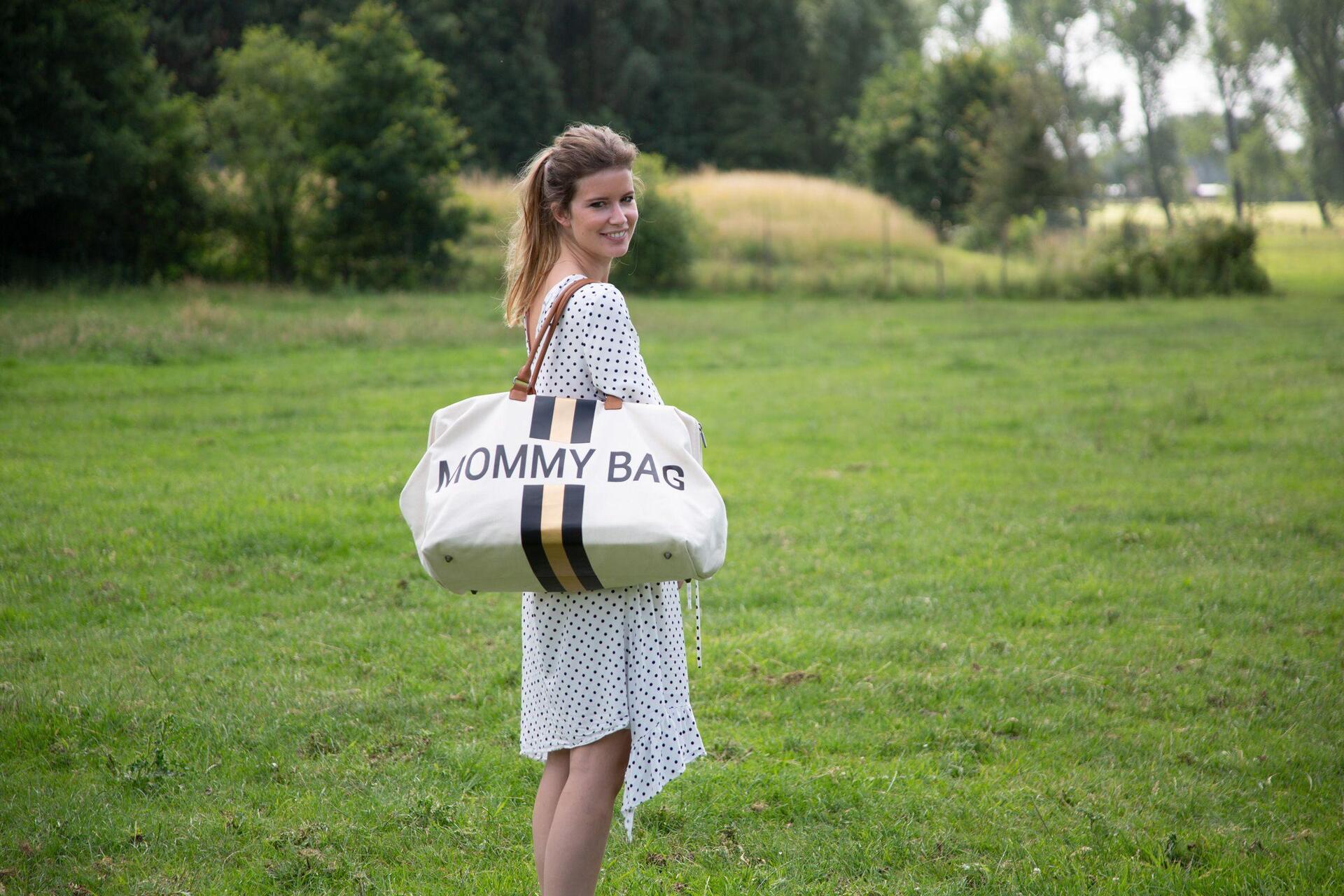 Купить CHILDHOME GROSSE MOMMY-TASCHE MOMMY-TASCHE, OFF WHITE STREIFEN Schwarz/GOLD (CWMBBCOBL) в магазине wardena.ru