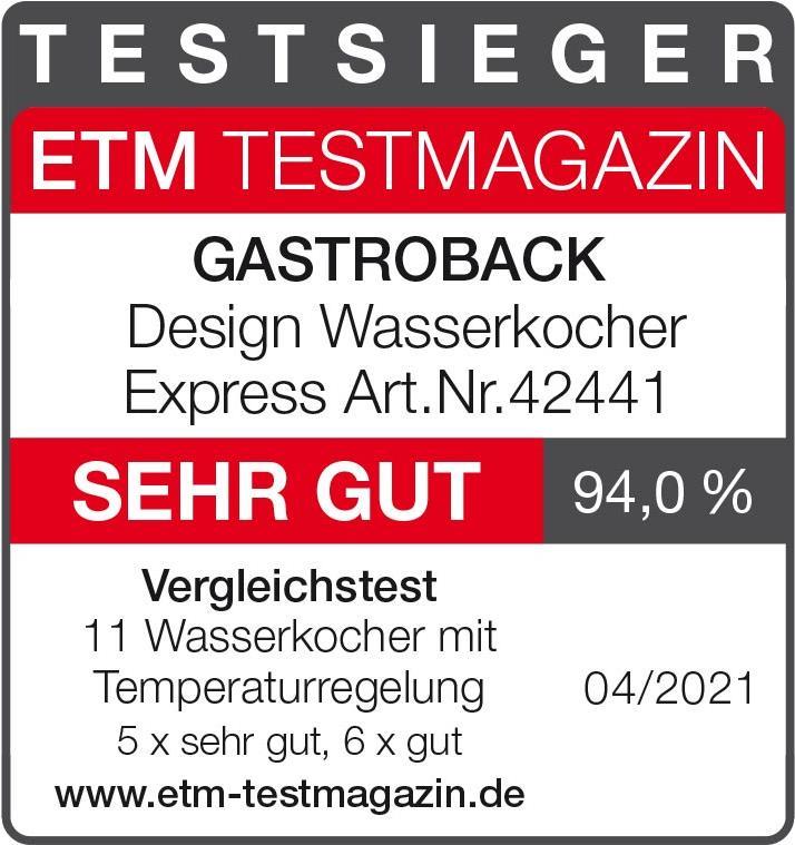 Купить Gastroback Design Express Wasserkocher 1,7 l 3000 W Schwarz - Edelstahl (42441) в магазине wardena.ru