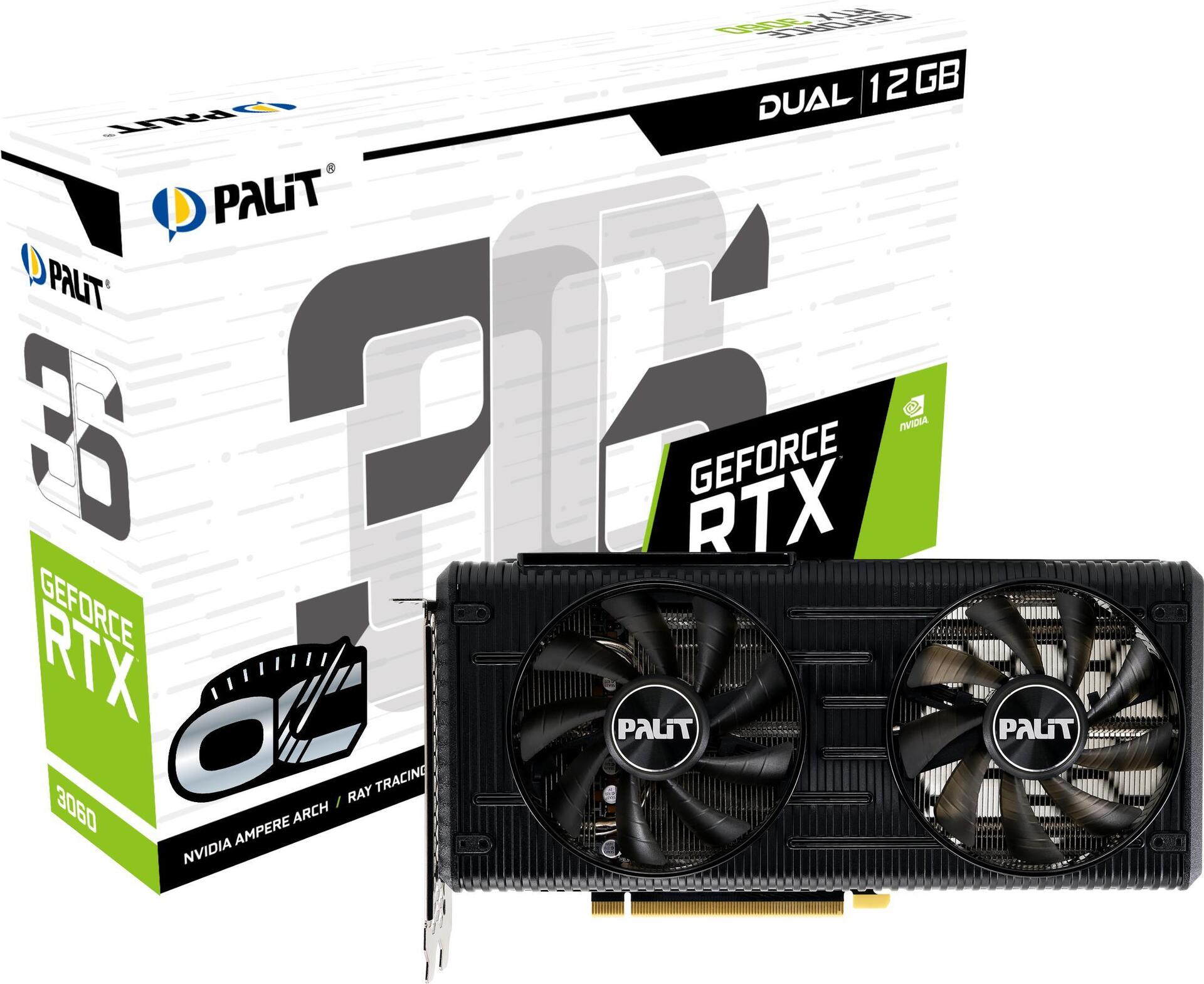 Купить Palit GeForce RTX 3060 Dual OC - Grafikkarten - GF RTX 3060 - 12 GB GDDR6 - PCIe 4.0 - HDMI, 3 x DisplayPort - NON LHR (NE63060T19K9-190AD) в магазине wardena.ru