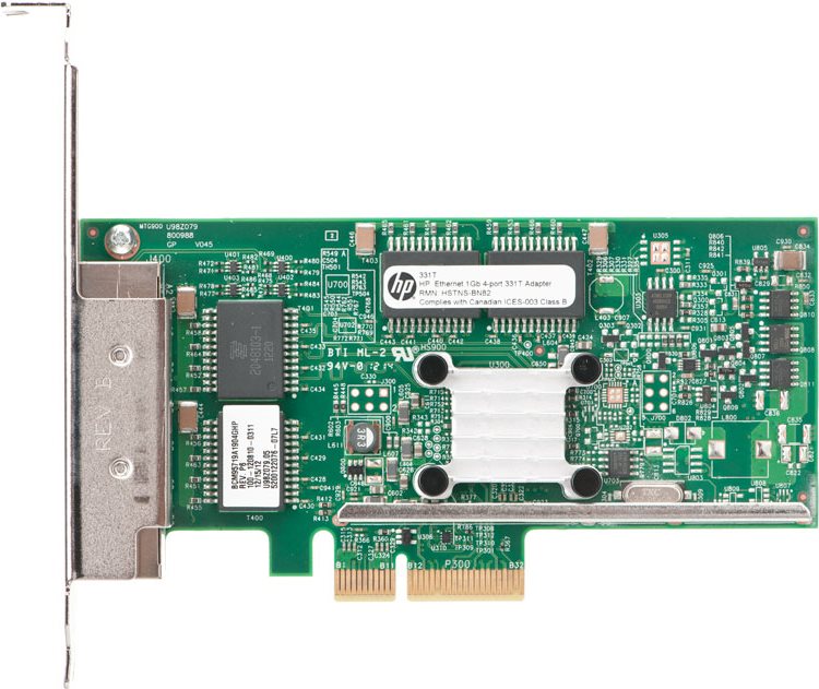 Купить HPE 331T - Netzwerkadapter - PCIe 2.0 x4 Low-Profile - Gigabit Ethernet x 4 - für ProLiant DL360 Gen10, DL388p Gen8 (647594-B21) в магазине wardena.ru