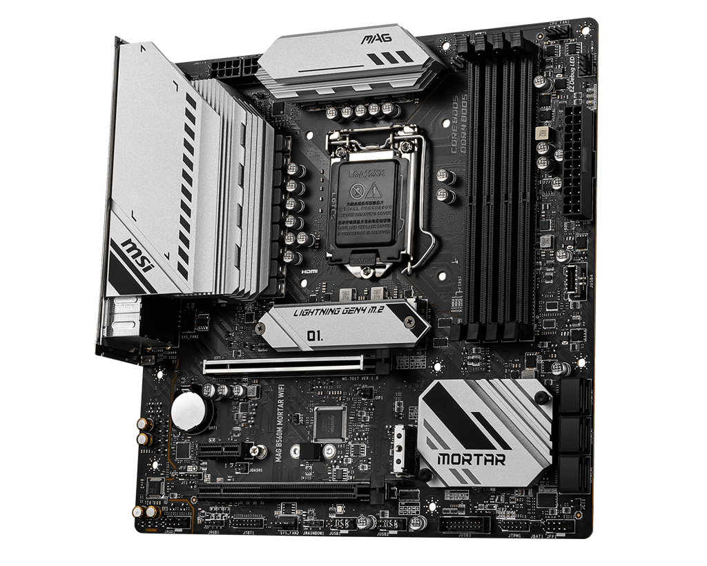 Купить MSI MAG B560M MORTAR WIFI - Motherboard - micro ATX - LGA1200-Sockel - B560 Chipsatz - USB-C Gen2, USB 3.2 Gen 1, USB-C Gen 2x2 - 2.5 Gigabit LAN, Wi-Fi, Bluetooth - Onboard-Grafik (CPU erforderlich) - HD Audio (8-Kanal) (7D17-001R) в магазине wardena.ru