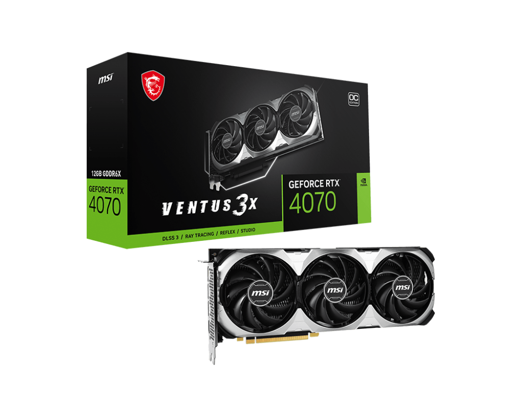 Купить MSI GeForce RTX 4070 VENTUS 3X 12G OC - Grafikkarten - GeForce RTX 4070 - 12GB GDDR6X - PCIe 4,0 - HDMI, 3 x DisplayPort (V513-057R) в магазине wardena.ru