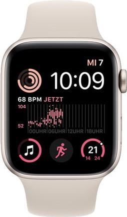 Купить Apple Watch SE (GPS) - 44 mm - Starlight Aluminium - intelligente Uhr mit Sportband - Flouroelastomer - Starlight - Bandgröße: regelmäßig - 32GB - Wi-Fi, Bluetooth - 32,9 g (MNJX3FD/A) в магазине wardena.ru