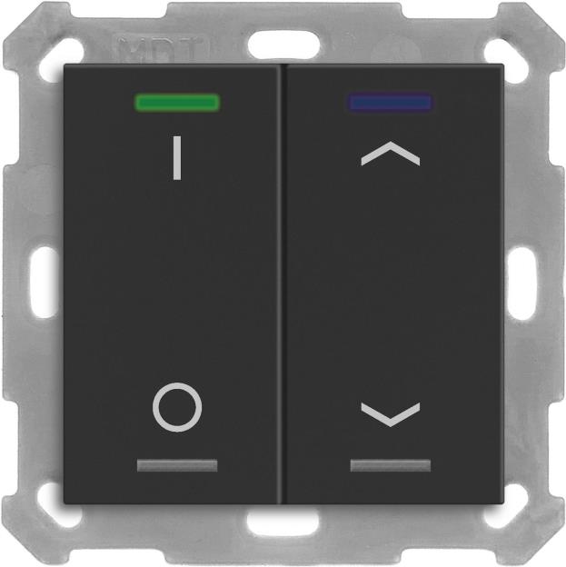 Купить MDT BE-TAL55T206.D1 KNX Taster Light 55 2f RGBW Temperatursensor sw matt Sch_Jal 1 (BE-TAL55T206.D1) в магазине wardena.ru