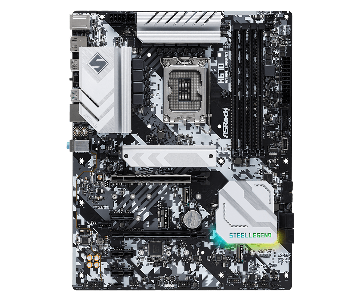 Купить ASRock H670 Steel Legend - Motherboard - ATX - LGA1700-Sockel - H670 Chipsatz - USB-C Gen2, USB 3.2 Gen 1, USB 3.2 Gen 2, USB-C Gen 2x2 - 2.5 Gigabit LAN - Onboard-Grafik (CPU erforderlich) - HD Audio (8-Kanal) (90-MXBHB0-A0UAYZ) в магазине wardena.ru