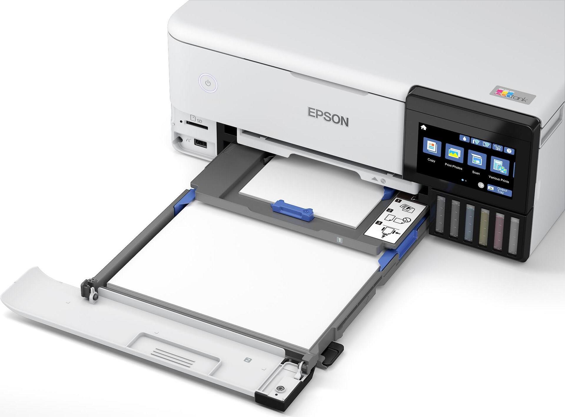 Купить Epson EcoTank ET-8500 - Multifunktionsdrucker - Farbe - Tintenstrahl - refillable - A4/Letter (Medien) - bis zu 16 Seiten/Min. (Drucken) - USB, LAN, USB-Host, Wi-Fi(ac) - weiß (C11CJ20401) в магазине wardena.ru