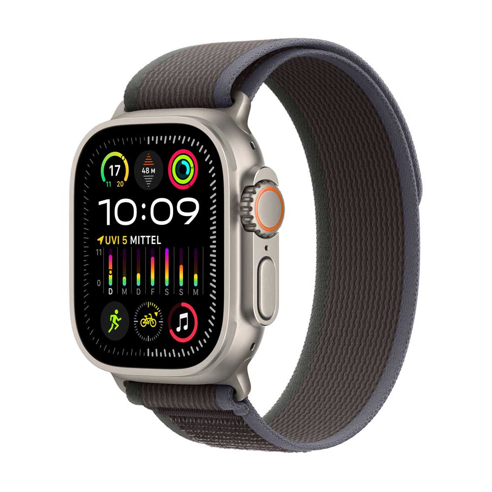 Купить AppleWatch Ultra 2 Titanium Cellular 49mm (Trail Loop blau/schwarz) M/L (MRF63FD/A) в магазине wardena.ru