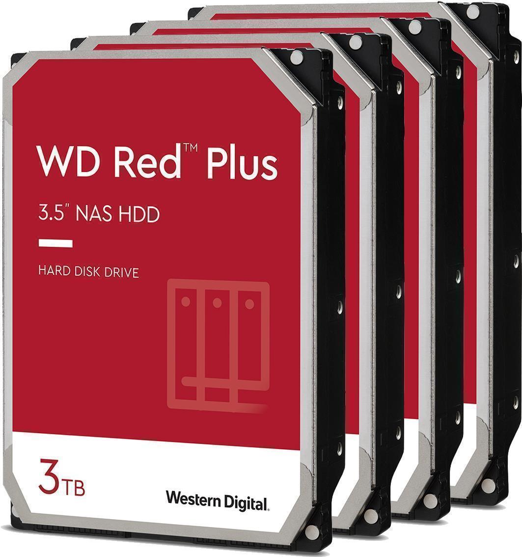 Купить 4er Pack Western Digital WD Red Plus 3TB 128MB 3.5"  SATA 6Gb/s - interne NAS Festplatte (CMR) (WD30EFZX-4ER-PACK) в магазине wardena.ru