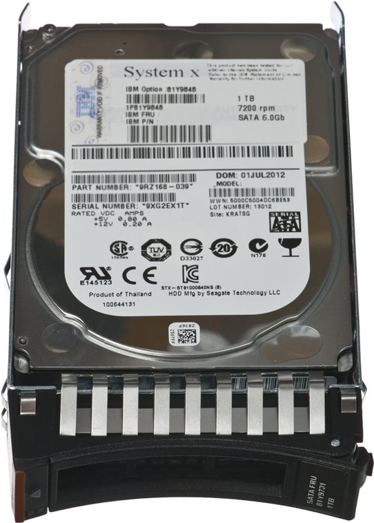 Купить IBM Lenovo - Festplatte - 1 TB - Hot-Swap - 2.5" SFF Slim (6.4 cm SFF Slim) - SATA 6Gb/s - NL - 7200 U/min - Express - für BladeCenter HS22, System x3100 M5, x3250 M4, x3300 M4, x35XX M4, x3650 M4, x3950 X5 (81Y9848) в магазине wardena.ru