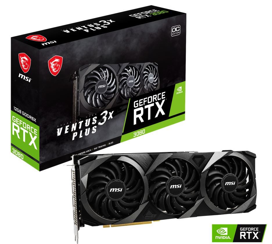 Купить MSI GeForce RTX 3080 VENTUS 3X PLUS 12G OC LHR - Grafikkarten - GF RTX 3080 - 12GB GDDR6X - PCIe 4,0 - HDMI, 3 x DisplayPort (V389-400R) в магазине wardena.ru