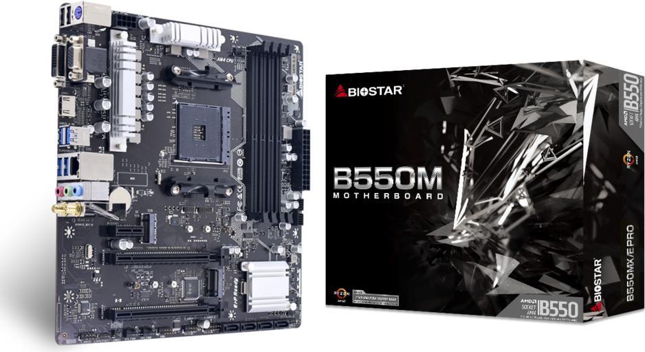 Купить Biostar B550MX/E PRO - Motherboard - micro ATX - Socket AM4 - AMD B550 Chipsatz - USB 3,2 Gen 1 - Gigabit LAN - Onboard-Grafik (CPU erforderlich) - HD Audio (8-Kanal) (B550MX/E PRO) в магазине wardena.ru