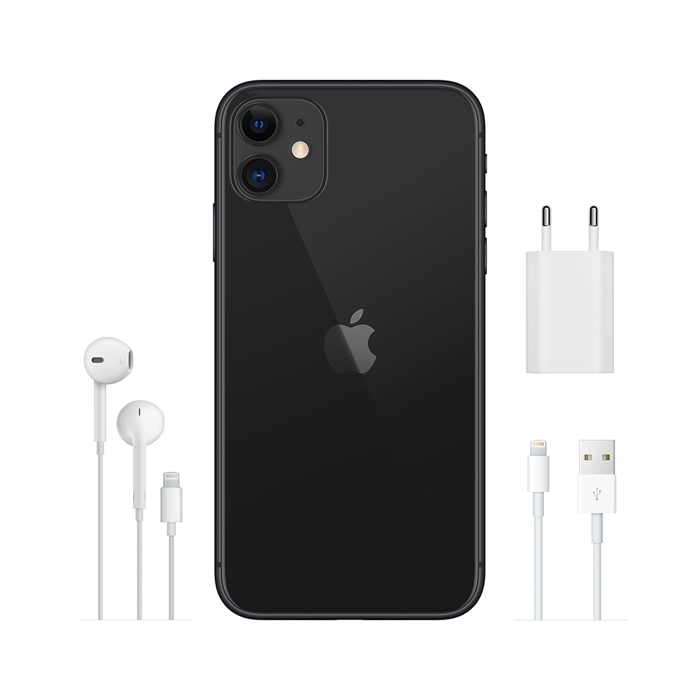 Купить Apple iPhone 11 15,5 cm (6.1" ) 64 GB Dual-SIM Schwarz (MWLT2ZD/A) в магазине wardena.ru