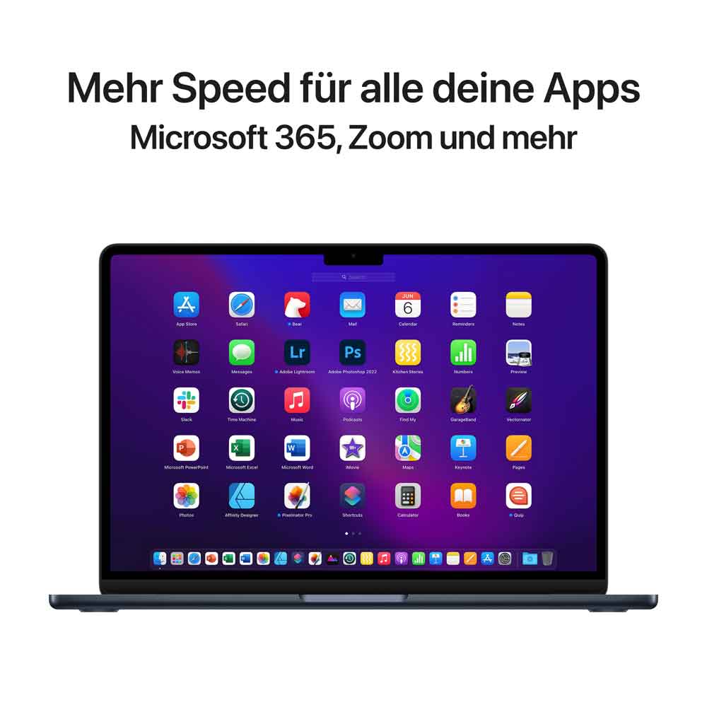 Купить Apple MacBook Air - M2 - M2 8-core GPU - 8 GB RAM - 256 GB SSD - 34.46 cm (13.6") IPS 2560 x 1664 (WQXGA) - Wi-Fi 6 - Midnight - kbd: Deutsch (MLY33D/A) в магазине wardena.ru