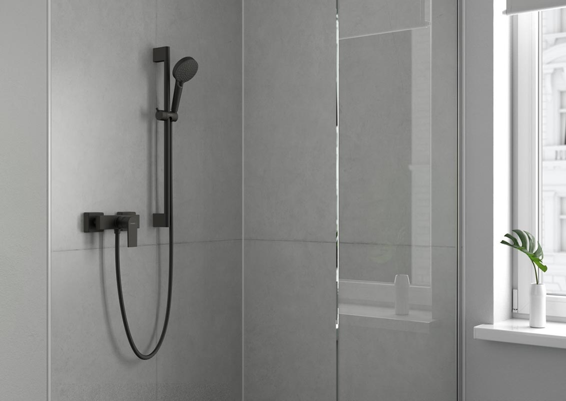 Купить Hansgrohe Vernis Shape Смеситель для душа однорычажный внешнего монтажа черный матовый 71650670 в магазине wardena.ru