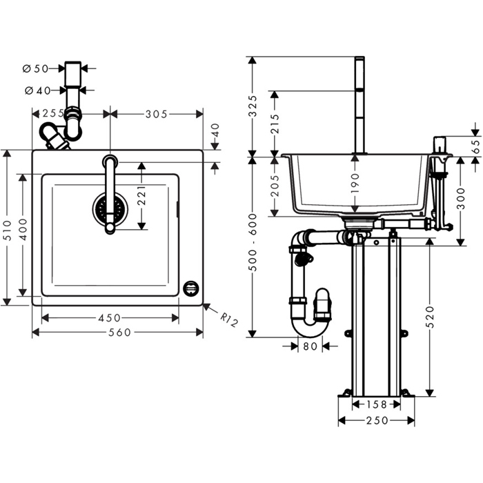 Купить Hansgrohe C51-F450-06 Комбинация для кухни 450 хром 43217000 в магазине wardena.ru