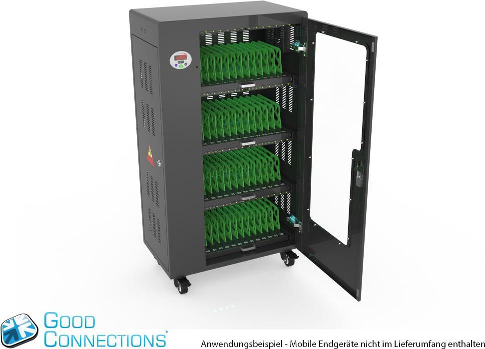 Купить Good Connections - Wagen (synchronisieren, laden und unter UV-Licht reinigen) - für 52 Tablets - verriegelbar - Aluminium, Stahl, Acryl - Schwarz - Ausgang: 5 V (PCT01-B52S) в магазине wardena.ru