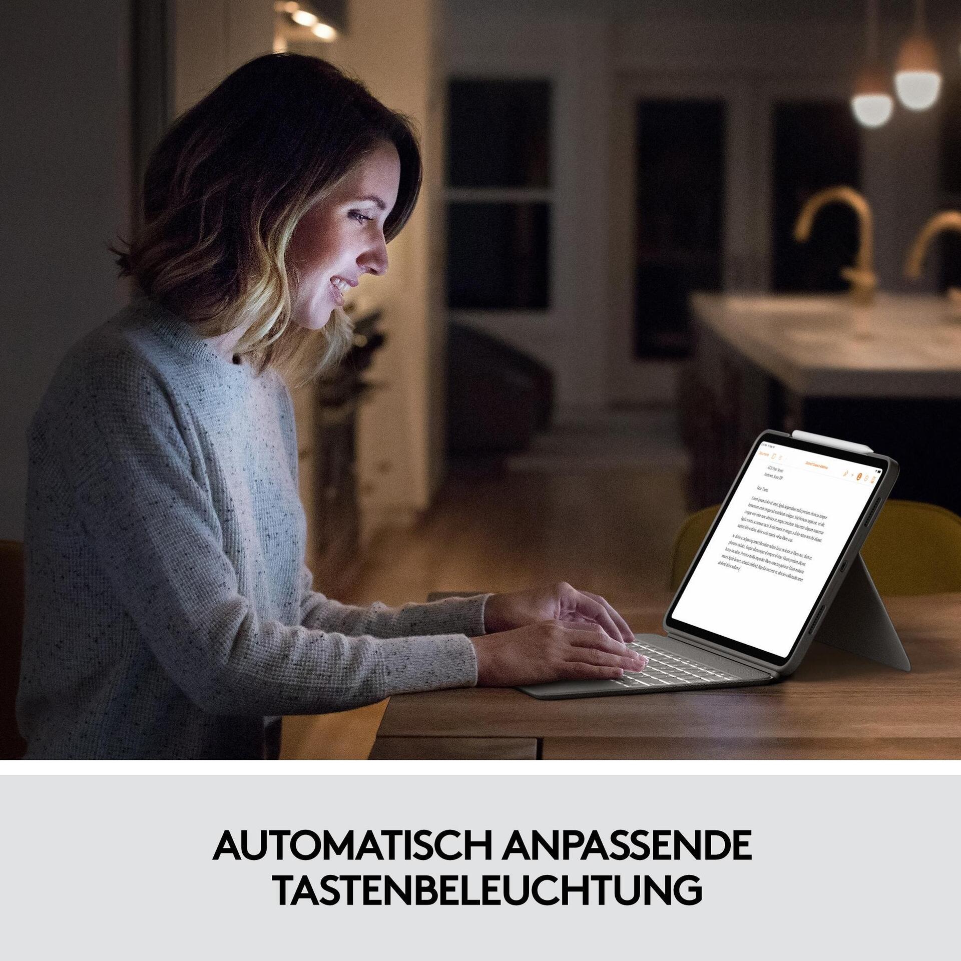 Купить Logitech Combo Touch - Tastatur und Foliohülle - mit Trackpad - hintergrundbeleuchtet - Apple Smart connector - QWERTZ - Schweiz - Sand - für Apple 12.9"  iPad Pro (5. Generation) (920-010217) в магазине wardena.ru