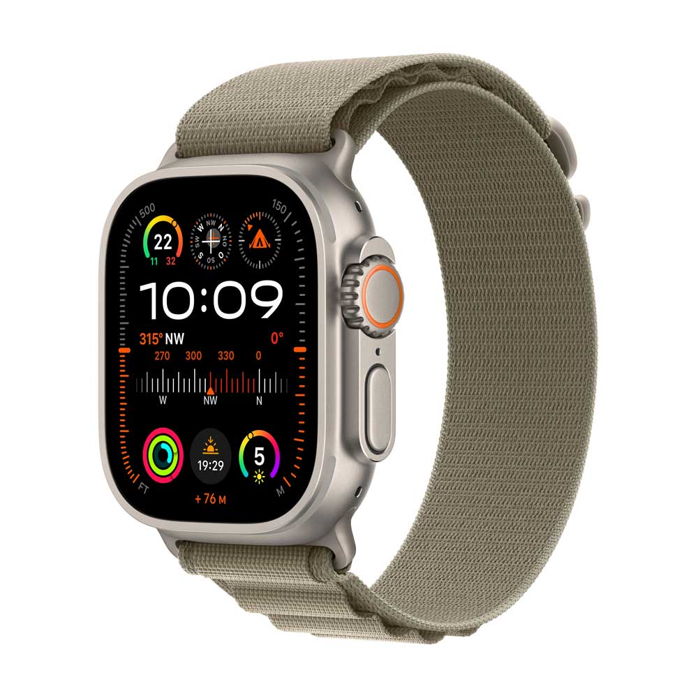 Купить AppleWatch Ultra 2 Titanium Cellular 49mm (Alpine Loop oliv) Medium (MREY3FD/A) в магазине wardena.ru