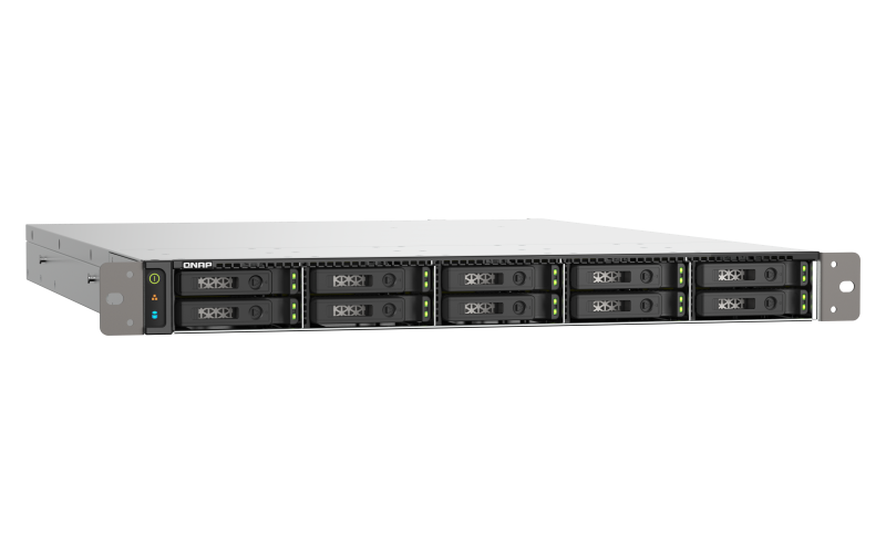 Купить QNAP 1U 10-bay all flash NAS, U.2/U.3 NVMe PCIe Gen4 x4 and SATA 6Gbps bays, AMD EPYC 7302P 16C 32T 3.0GHz, boost up to 3.3GHz, 256GB RIMM DR4 ECC RAM, 2 x 25GbE, 2 x 2.5GbE, 2 x PCIe Gen4 x16 slots, iSCSI, NFS, SMB, FC (TS-H1090FU-7302P-256G) в магазине wardena.ru