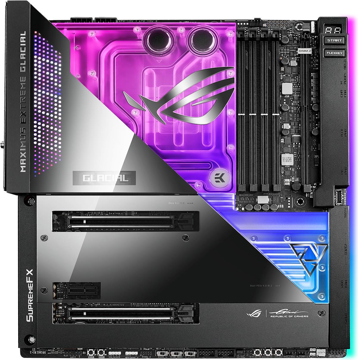 Купить ASUS ROG MAXIMUS Z690 EXTREME GLACIAL - Motherboard - Erweitertes ATX - LGA1700-Sockel - Z690 Chipsatz - USB-C Gen2, USB 3.2 Gen 1, USB 3.2 Gen 2, USB-C Gen 2x2, USB4 - 10 Gigabit LAN, 2.5 Gigabit LAN, Wi-Fi, Bluetooth - (90MB1A60-M0EAY0) в магазине wardena.ru