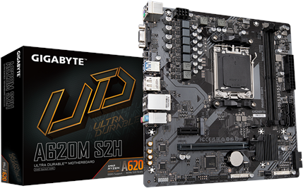 Купить Gigabyte A620M S2H - Motherboard - micro ATX - Socket AM5 - AMD A620 Chipsatz - USB 3,2 Gen 1, USB-C 3,2 Gen 1 - Gigabit LAN - Onboard-Grafik (CPU erforderlich) - HD Audio (8-Kanal) (A620M S2H) в магазине wardena.ru