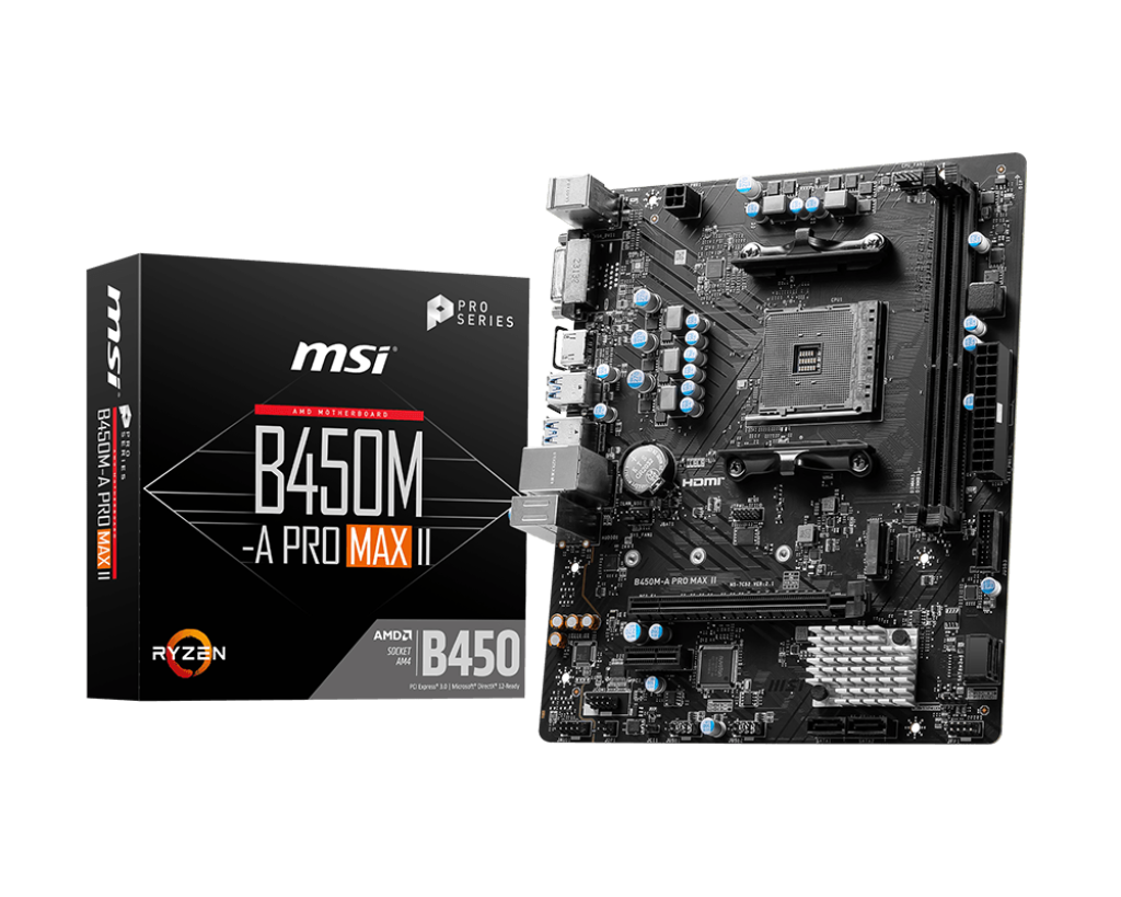 Купить MSI B450M-A PRO MAX II - Motherboard - micro ATX - Socket AM4 - AMD B450 Chipsatz - USB 3,2 Gen 1 - 2,5 Gigabit LAN - Onboard-Grafik (CPU erforderlich) - HD Audio (8-Kanal) (7C52-036R) в магазине wardena.ru