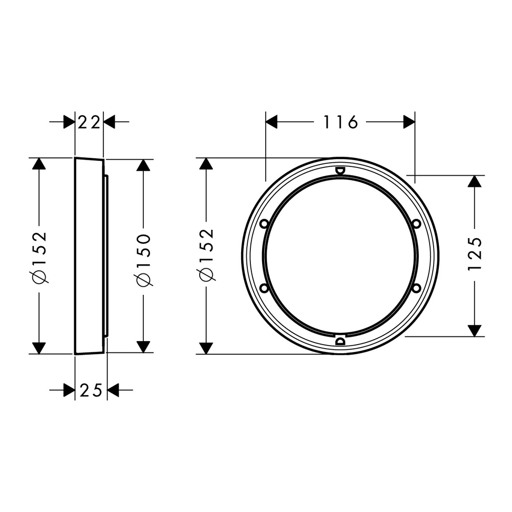 Купить Hansgrohe Удлинитель внешней части, Ø 150 мм черный матовый 13597670 в магазине wardena.ru
