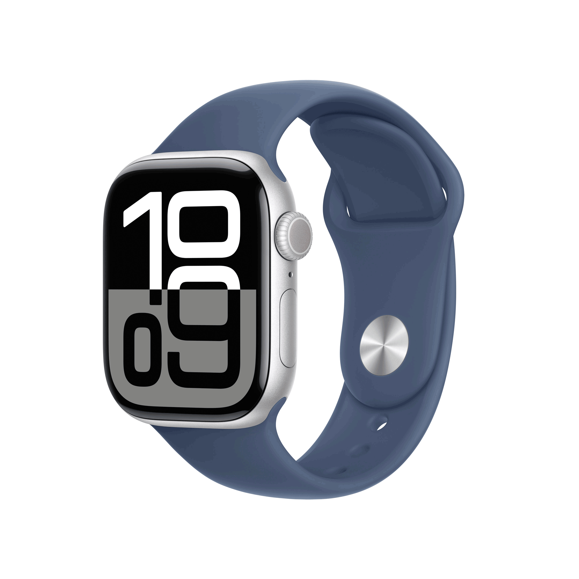 Купить Apple Watch Series 10 GPS 42mm Silver Aluminium Case mit Denim Sport Band - S/M (MWWA3QF/A) в магазине wardena.ru