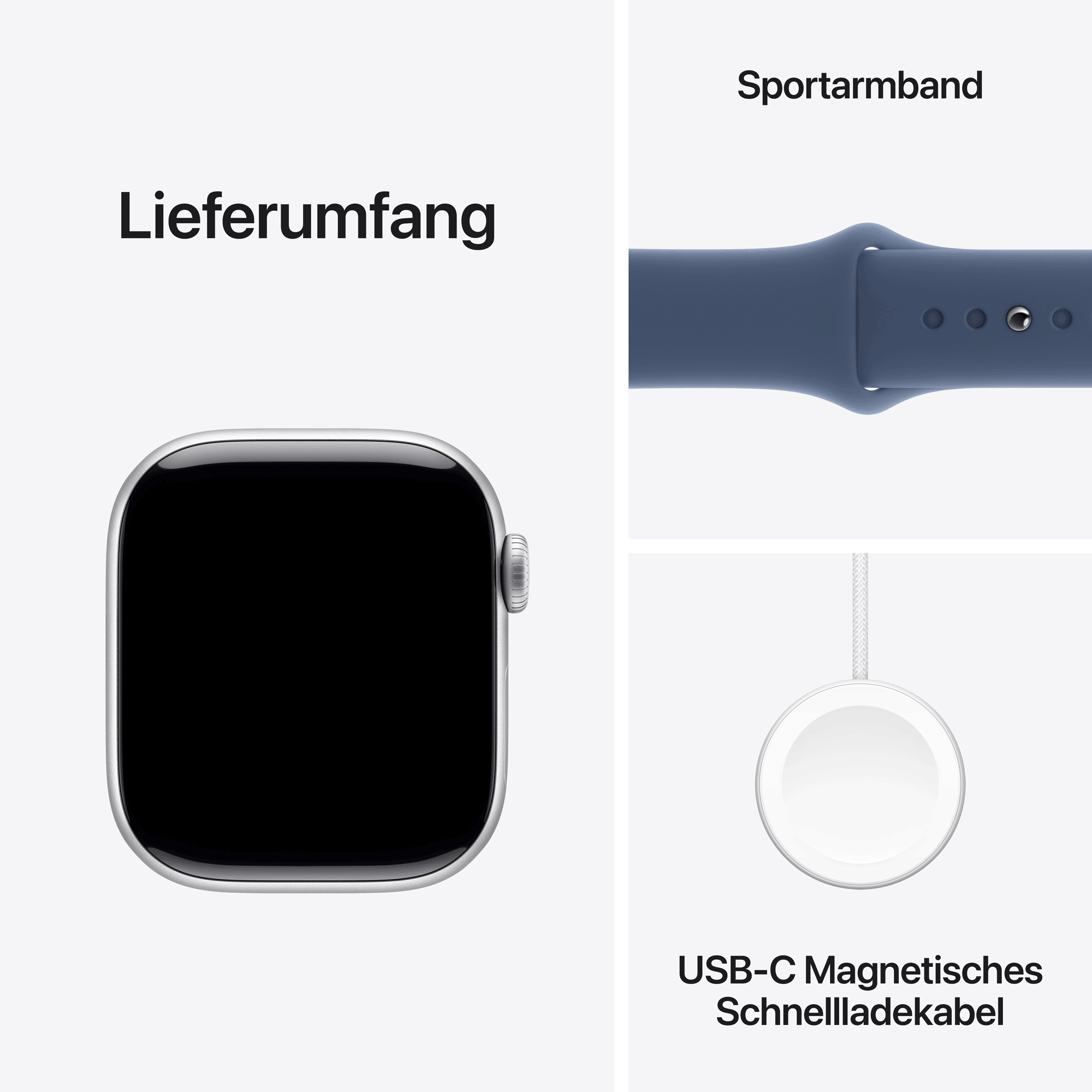 Купить Apple Watch Series 10 GPS + Cellular 42mm Silver Aluminium Case mit Denim Sport Band - S/M (MWX33QF/A) в магазине wardena.ru