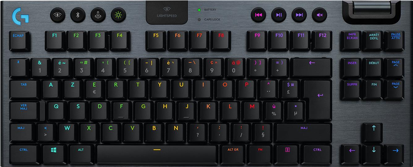 Купить Logitech G915 TKL Tenkeyless LIGHTSPEED Wireless RGB Mechanical Gaming Keyboard - Tastatur - Hintergrundbeleuchtung - USB, Bluetooth, LIGHTSPEED - AZERTY - Französisch - Tastenschalter: GL Linear - Kohle (920-009514) в магазине wardena.ru