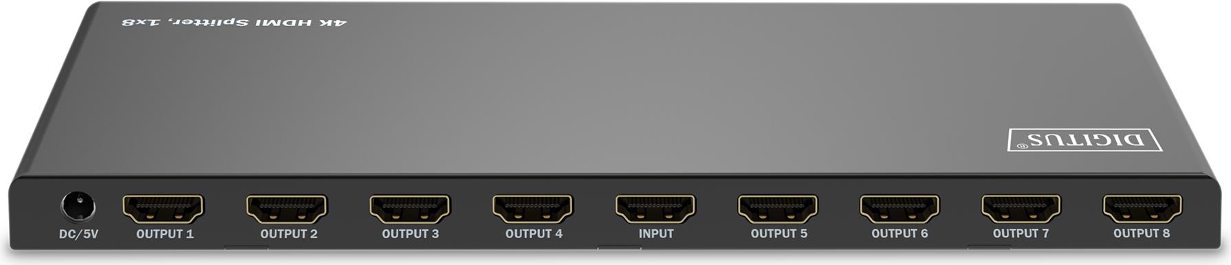 Купить Digitus 4K HDMI Splitter - 1x8 - HDMI - 8x HDMI - 3840 x 2160 Pixel - Schwarz - Metall - 4K Ultra HD (DS-55338) в магазине wardena.ru