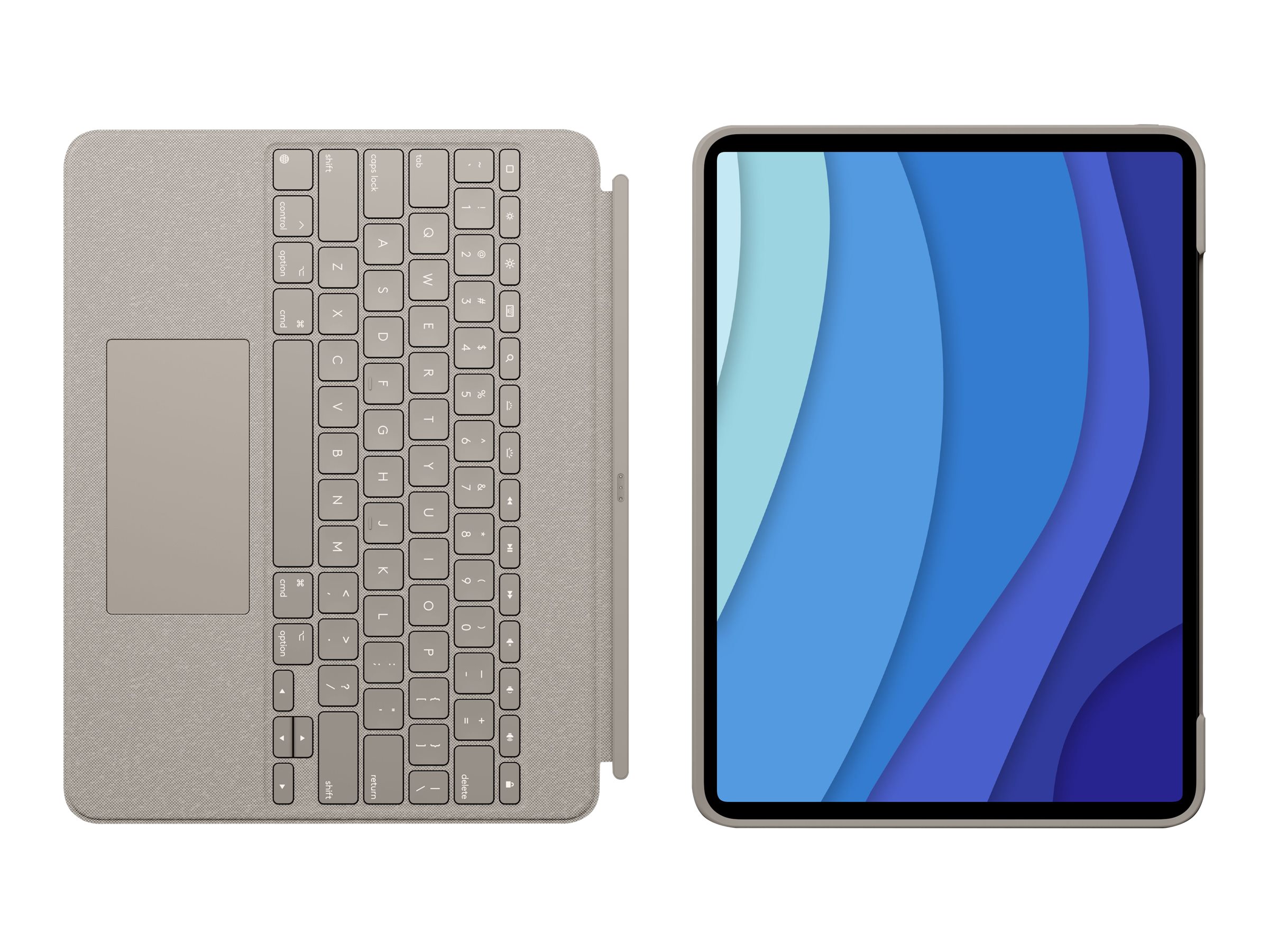 Купить Logitech Combo Touch - Tastatur und Foliohülle - mit Trackpad - hintergrundbeleuchtet - Apple Smart connector - QWERTY - Italienisch - Sand - für Apple 12.9" iPad Pro (5. Generation) (920-010220) в магазине wardena.ru