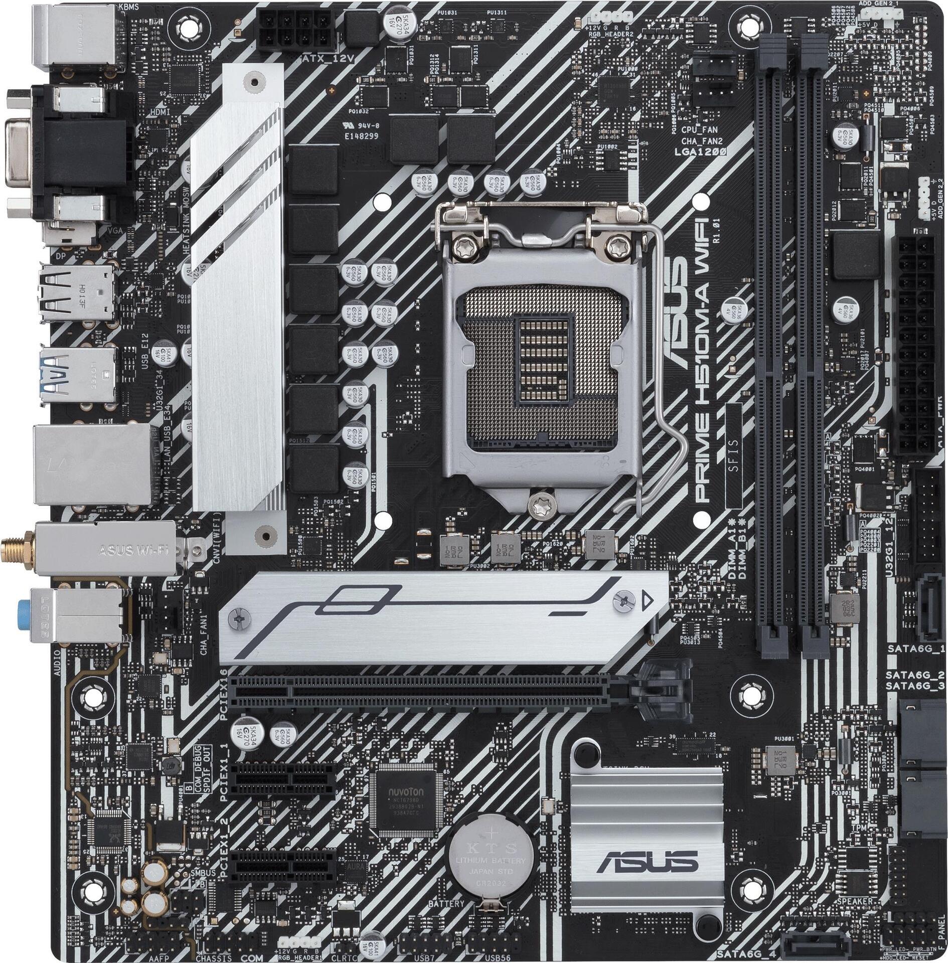 Купить ASUS PRIME H510M-A WIFI - Motherboard - micro ATX - LGA1200-Sockel - H510 - USB 3.2 Gen 1 - Gigabit LAN, Wi-Fi, Bluetooth - Onboard-Grafik (CPU erforderlich) - HD Audio (8-Kanal) (90MB17D0-M0EAY0) в магазине wardena.ru
