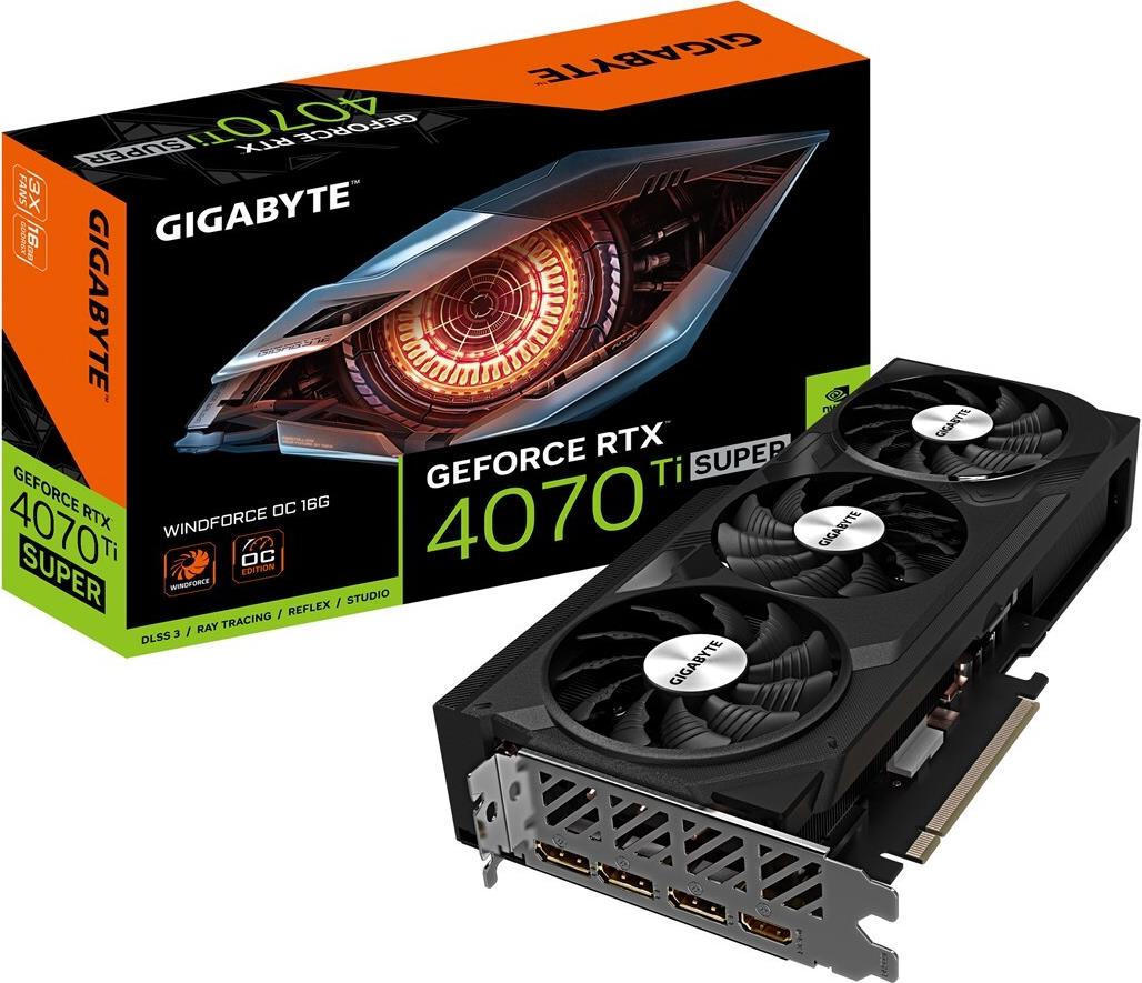 Купить VGA Gigabyte GeForce® RTX 4070 Ti SUPER 16GB WINDFORCE OC (GV-N407TSWF3OC-16GD) в магазине wardena.ru