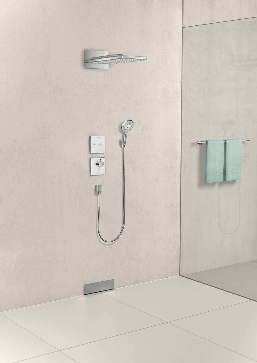 Купить Hansgrohe ShowerSelect Glass Термостат ShowerSelect HighFlow с отдельным выводом для ручного душа стеклянный СМ хром-белый матовый 15735400 в магазине wardena.ru