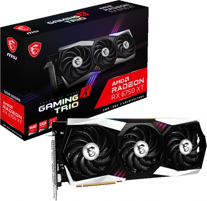 Купить MSI Radeon RX 6750 XT Gaming X Trio 12G, 12GB GDDR6, HDMI, 3x DP (V399-003R) в магазине wardena.ru