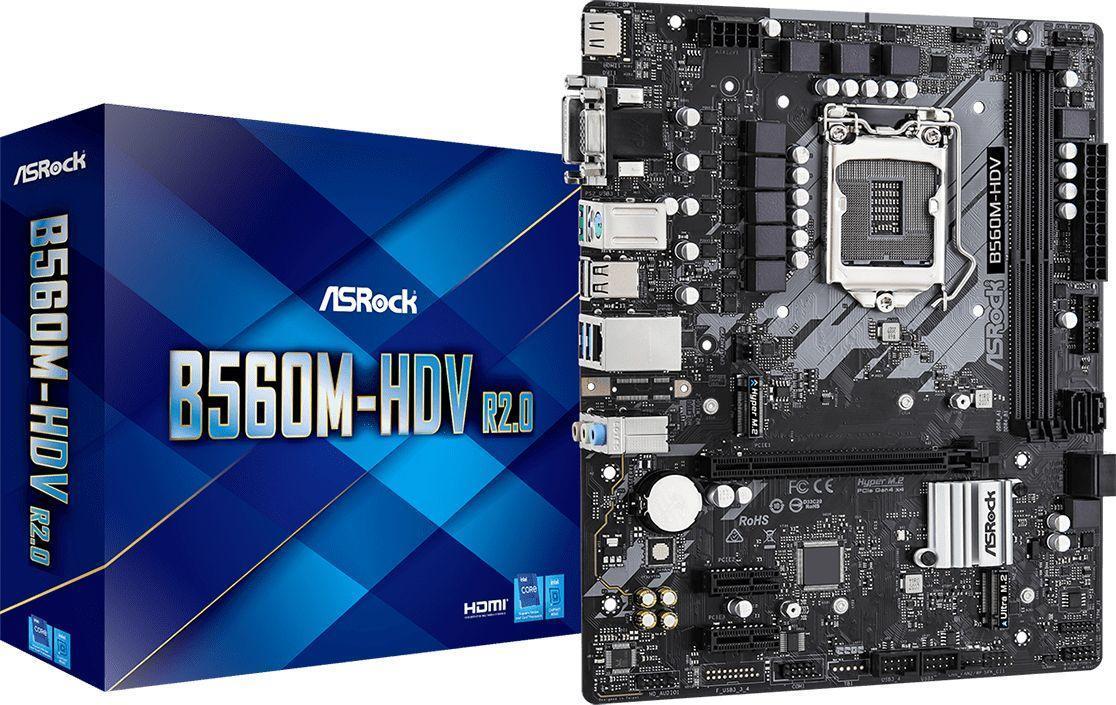 Купить ASRock B560M-HDV R2,0 - Motherboard - micro ATX - LGA1200-Sockel - B560 Chipsatz - USB 3,2 Gen 1 - Gigabit LAN - Onboard-Grafik (CPU erforderlich) - HD Audio (8-Kanal) (90-MXBHE0-A0UAYZ) в магазине wardena.ru