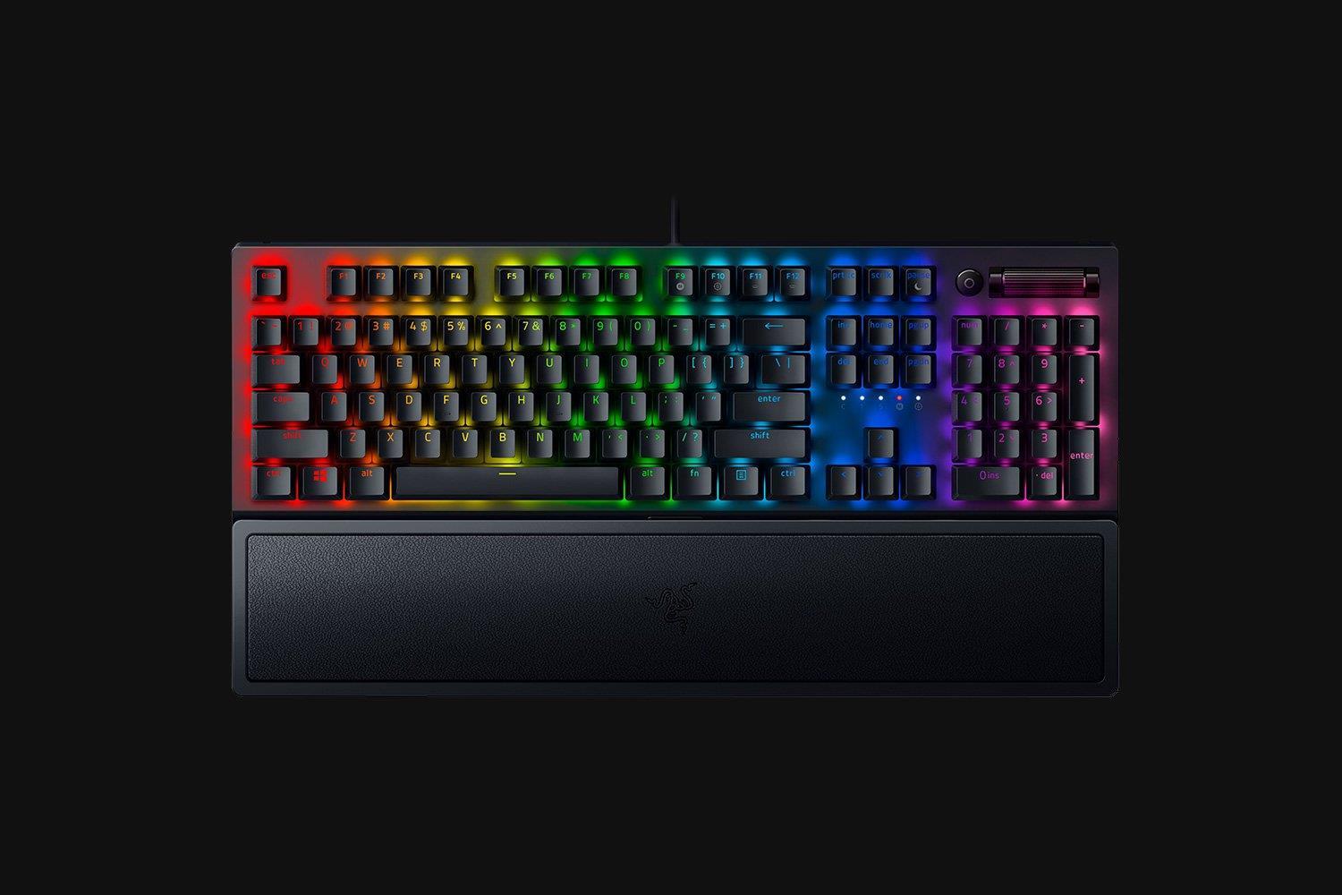 Купить Razer BlackWidow V3 - Tastatur - mit digitaler Drehregler - Hintergrundbeleuchtung - USB - QWERTY - USA - Tastenschalter: Razer Green - Schwarz (RZ03-03540100-R3M1) в магазине wardena.ru