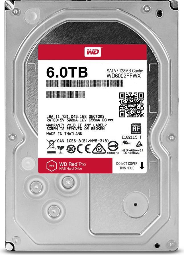 Купить WD Red Pro WD6002FFWX - Festplatte - 6TB - intern - 8,9 cm (3.5") - SATA 6Gb/s - 7200 U/min - Puffer: 128MB (WD6002FFWX) в магазине wardena.ru