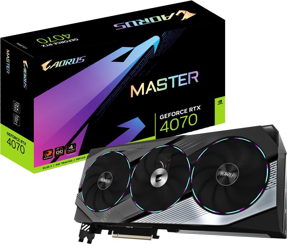 Купить GIGABYTE AORUS GeForce RTX 4070 MASTER - Grafikkarten - GeForce RTX 4070 - 12GB GDDR6X - PCIe 4,0 - HDMI, 3 x DisplayPort (GV-N4070AORUS M-12GD) в магазине wardena.ru