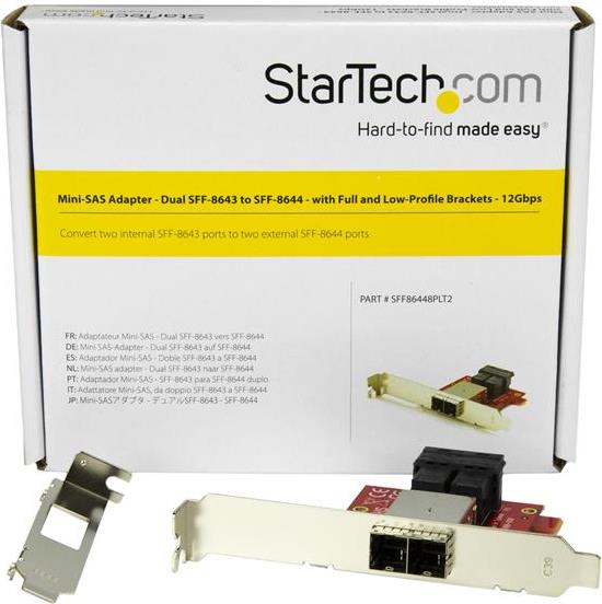Купить StarTech.com Mini-SAS Adapter - Dual SFF-8643 auf SFF-8644 - Voll und Low-Profile Slotblech - 12Gbit/s - SAS-Blende intern zu extern - SAS 12Gbit/s - 4x Mini SAS HD (SFF-8643) (W) bis 4x Mini SAS HD (SFF-8644) (W) (SFF86448PLT2) в магазине wardena.ru