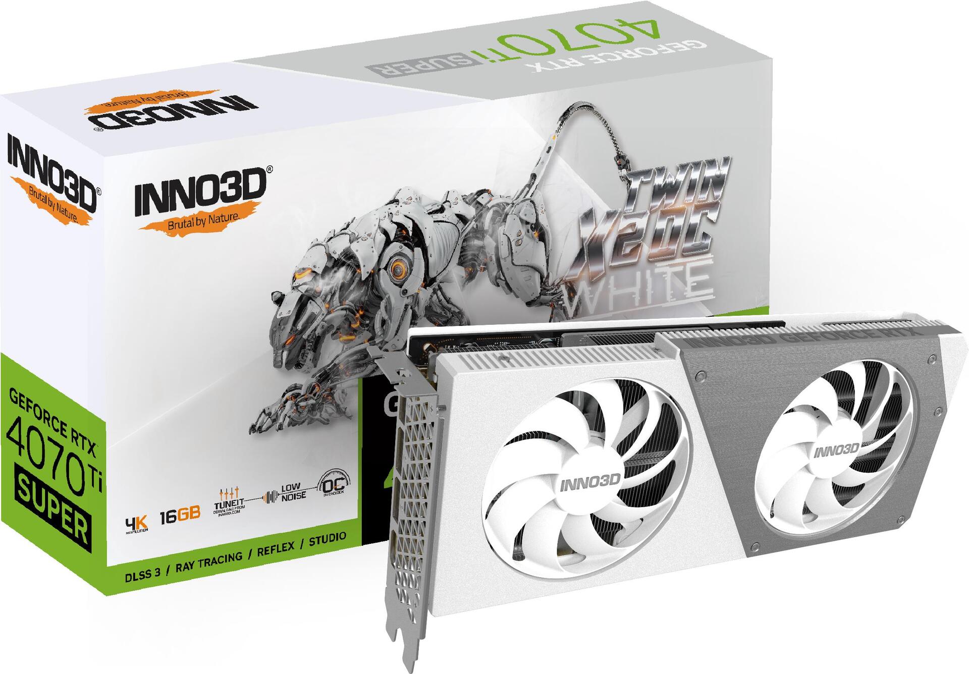 Купить Inno3D GeForce RTX 4070 Ti SUPER TWIN X2 OC WHITE - Grafikkarten - GeForce RTX 4070 Ti Super - 16 GB GDDR6X - PCIe 4.0 x16 - HDMI, 3 x DisplayPort - weiß - Box (N407TS2-166XX-186156W) в магазине wardena.ru
