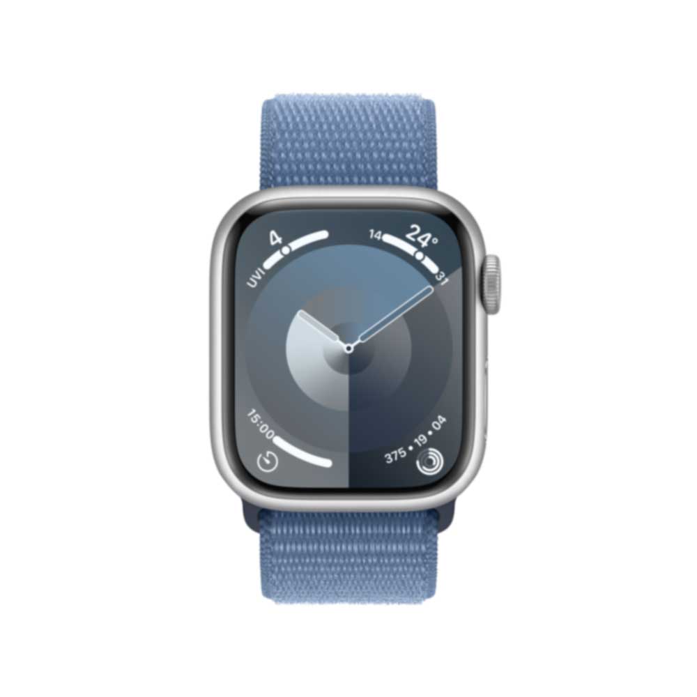 Купить APPLE Watch Series 9 GPS + Cellular 41mm Silver Aluminium Case with Winter Blue Sport Loop (MRHX3QF/A) в магазине wardena.ru