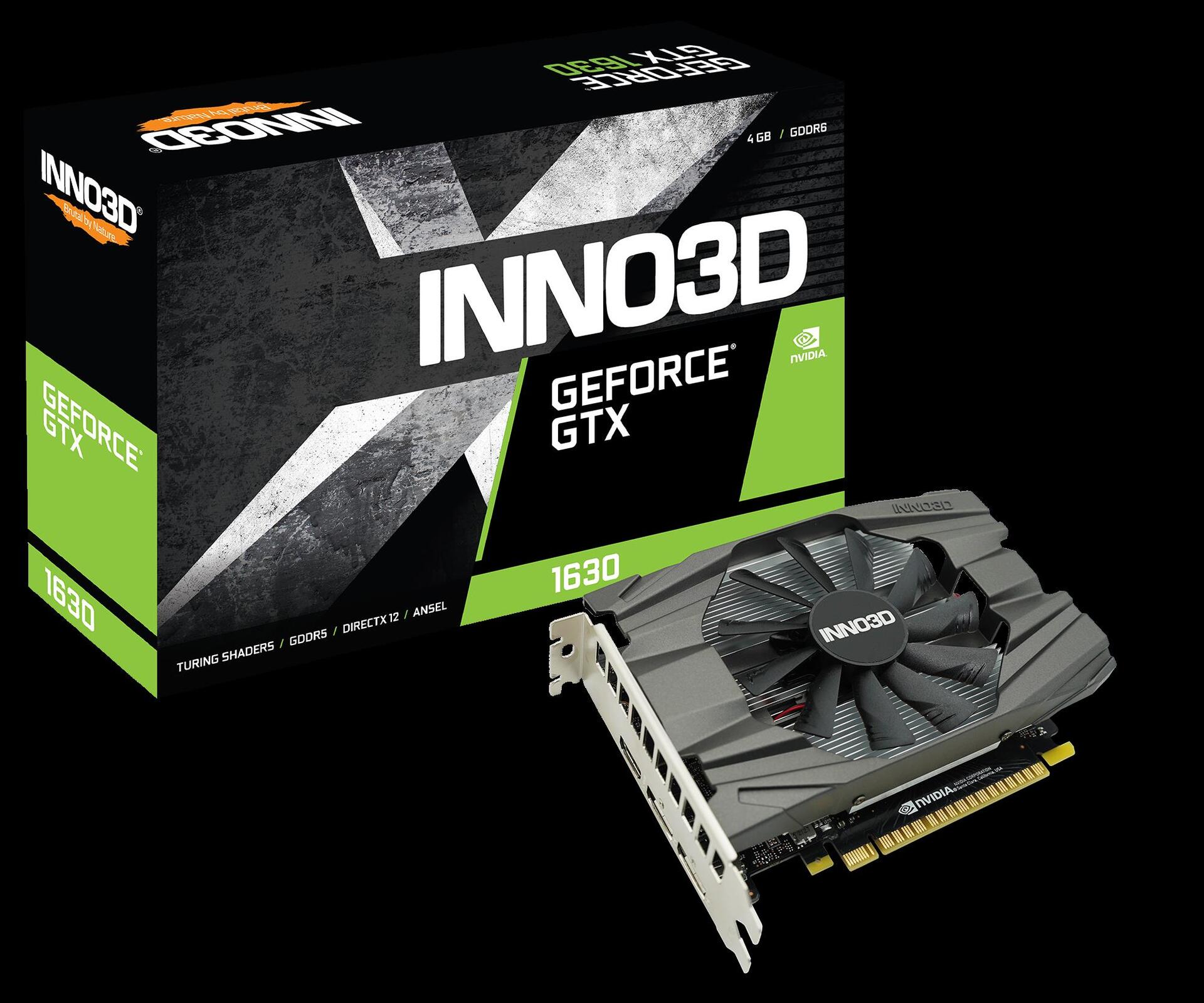 Купить InnoVISION Inno3D GeForce GTX 1630 COMPACT - Grafikkarten - NVIDIA GeForce GTX 1630 - 4GB GDDR6 - PCIe 3.0 x16 - HDMI, 2 x DisplayPort (N16301-04D6-1177VA19) в магазине wardena.ru
