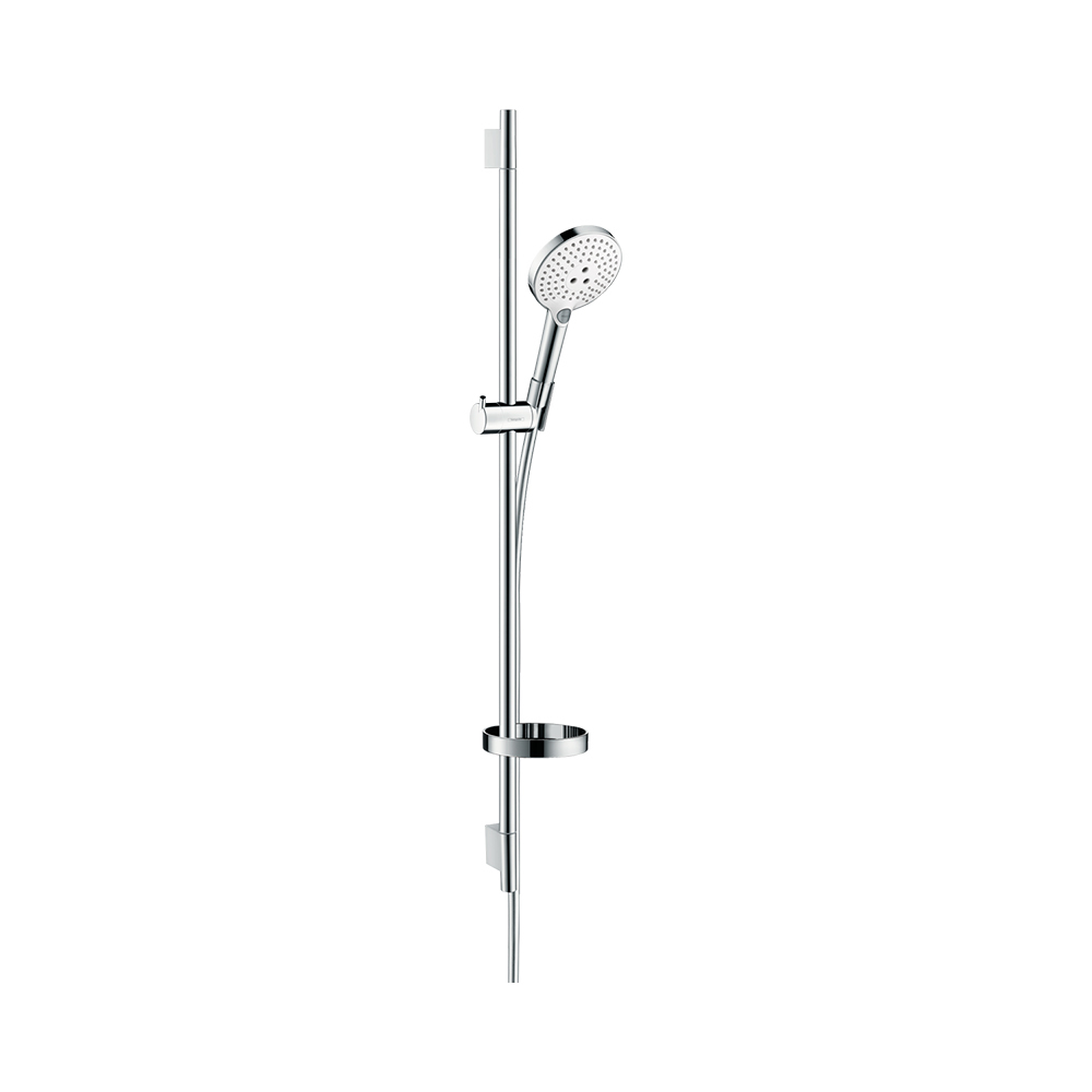 Купить Hansgrohe Raindance Select S Душевой набор 120 3jet EcoSmart 9 л/мин со штангой 90 см и мыльницей хром-белый матовый 26633400 в магазине wardena.ru