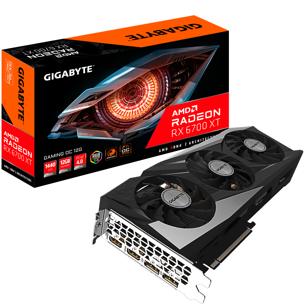 Купить Gigabyte Radeon RX 6700 XT GAMING OC 12G - Grafikkarten - Radeon RX 6700 XT - 12 GB GDDR6 - PCIe 4.0 x16 - 2 x HDMI, 2 x DisplayPort (GV-R67XTGAMING OC-12GD) в магазине wardena.ru