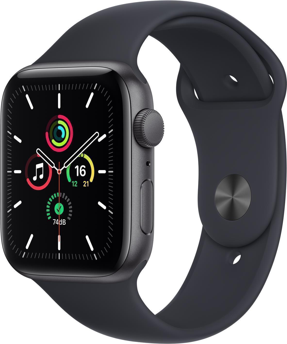 Купить Apple Watch SE (GPS) - 44 mm - Space grau Aluminium - intelligente Uhr mit Sportband - Flouroelastomer - Midnight - Bandgröße: regelmäßig - 32 GB - Wi-Fi, Bluetooth - 36.2 g (MKQ63FD/A) в магазине wardena.ru